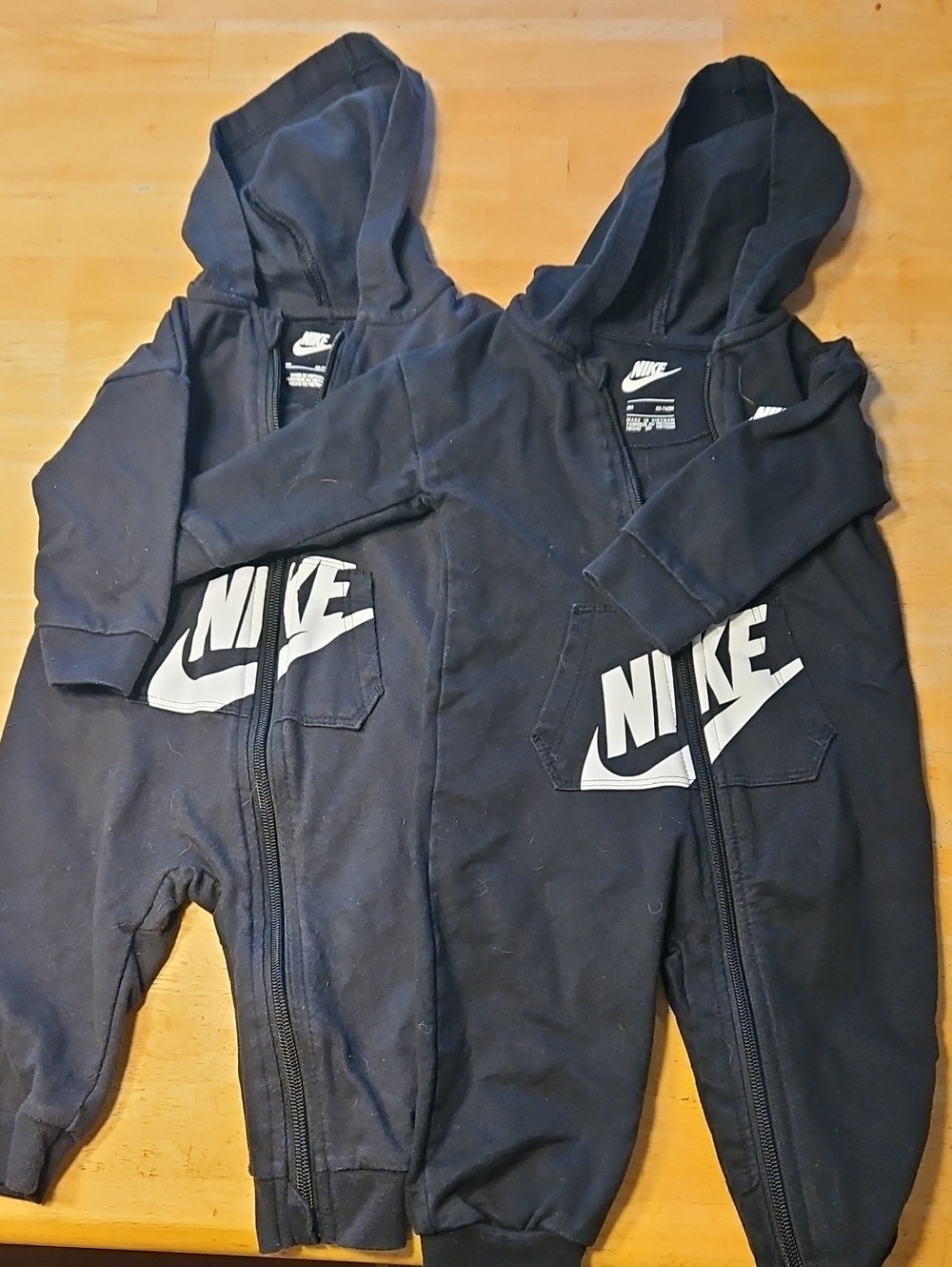 Nike Black Hooded Baby One-Piece Coveralls with White Logo